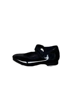 Girls Tap Dance Shoes Size 9 Black Patent Mary Jane Strap Freestyle Metal Taps
